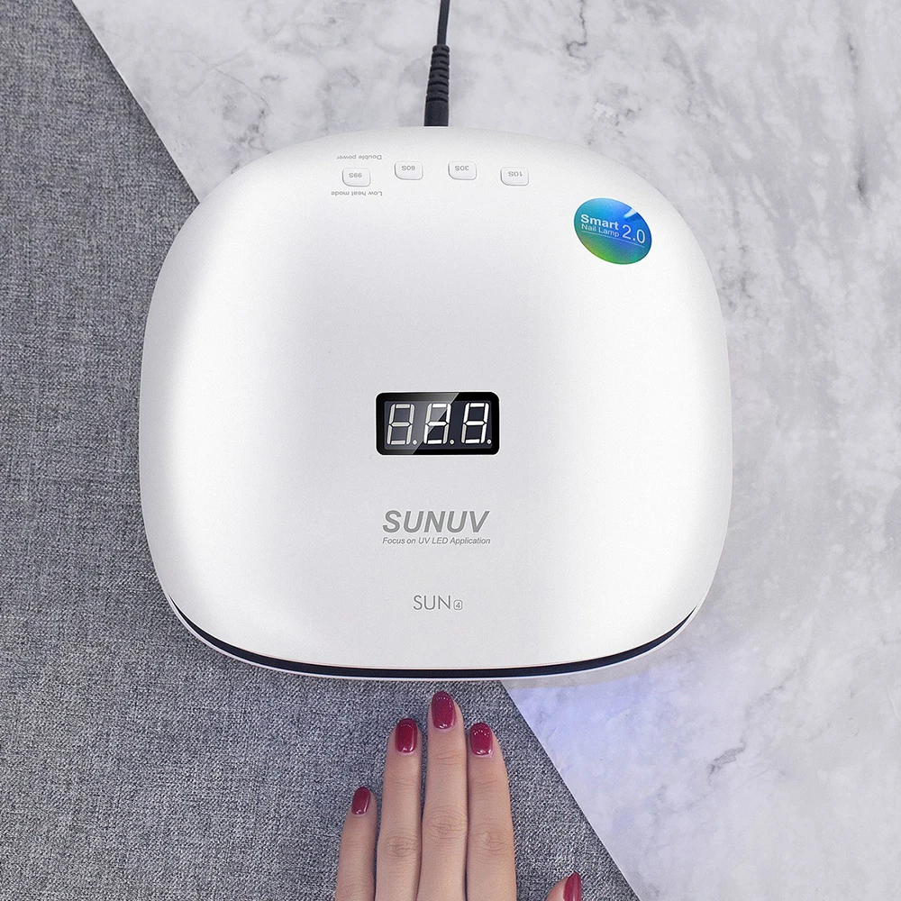 SUNUV SUN4 48 Вт УФ светодиодная лампа для сушки ногтей с ЖК дисплеем Съемная основа