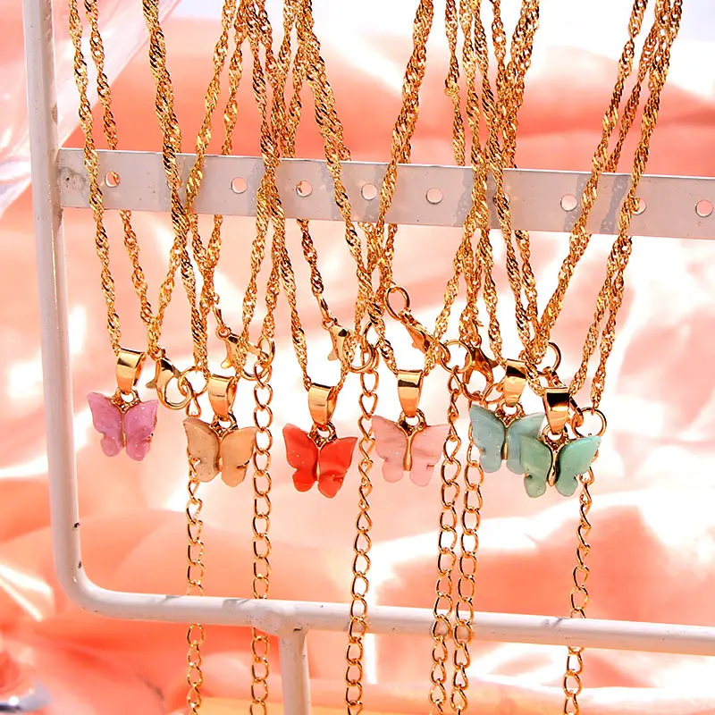 JUST FEEL New Fashion Butterfly Pendant Necklace for Women Gold Color Twist Chain 2020 Jewelry Party Friendship Gift | Украшения и