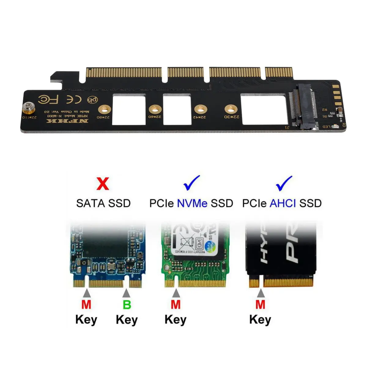 

Xiwai M.2 M-key NVME AHCI NGFF SSD to PCI-E 3.0 16x 4x Adapter for 110mm 80mm SSD