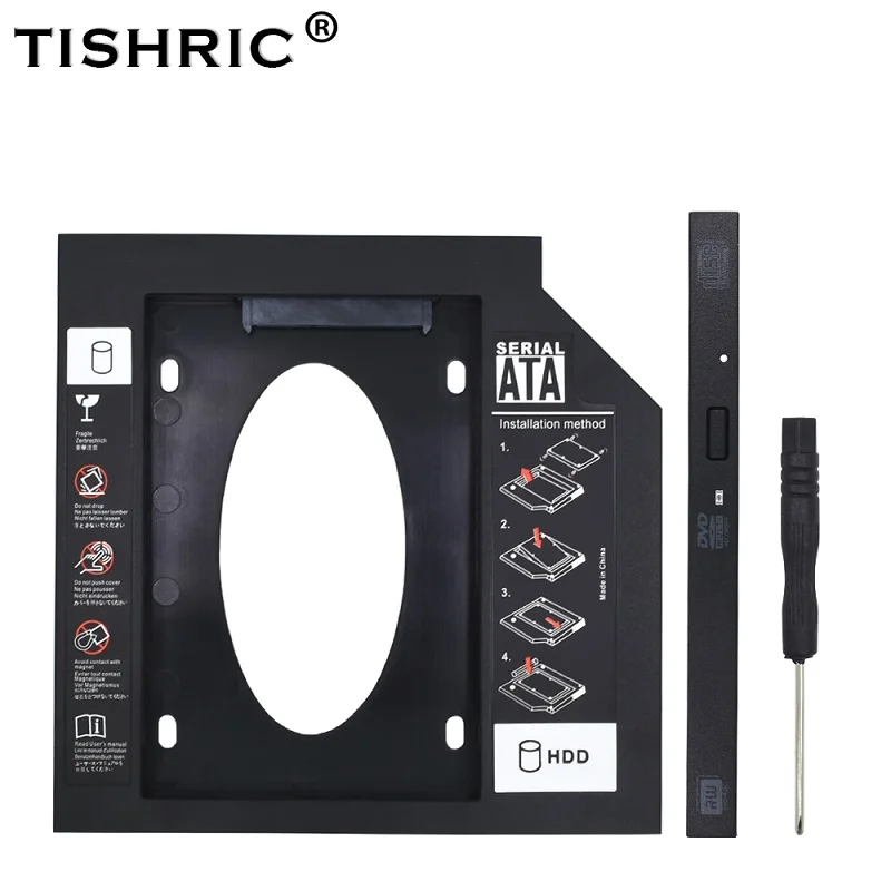 TISHRIC 2nd HDD Caddy 9 5 мм Optibay SATA 3 0 2 HD SSD жесткий диск Чехол/коробка/корпус для ноутбука CD