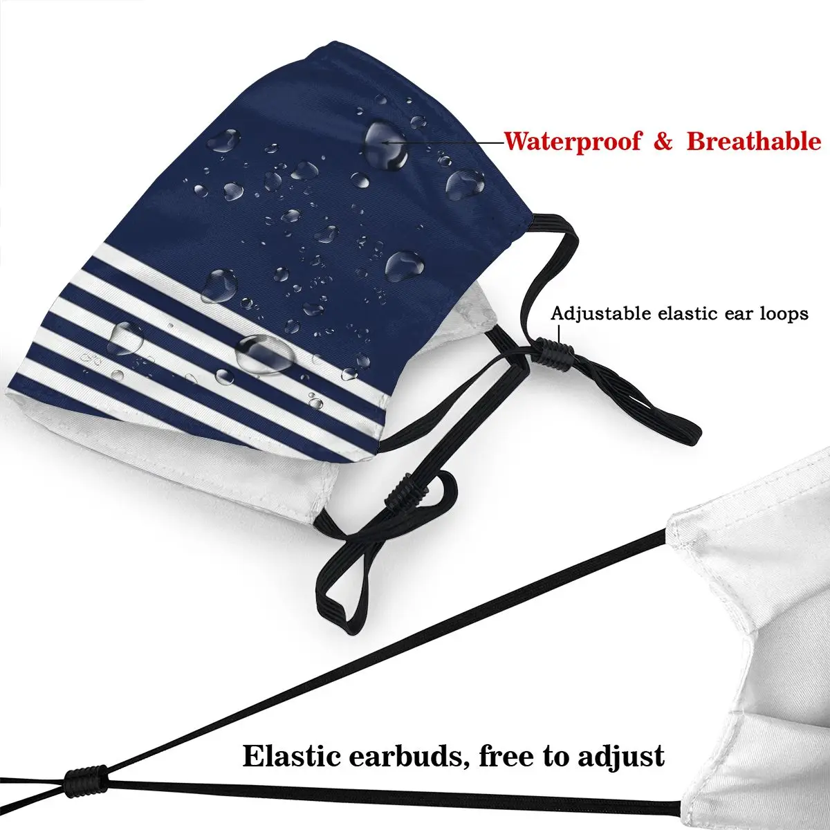 Маска для лица с морскими синими полосками и белым АНКЕРОМ многоразовая маска