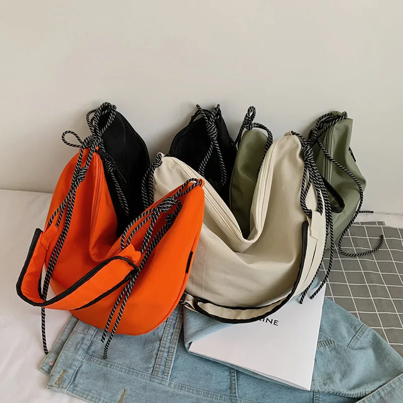 

2022 Women Vintage Solid Color Large Capacity Shoulder Bag New Messenger Bags Ladies Canvas Corssbody Bag Cloth Handbag Purse