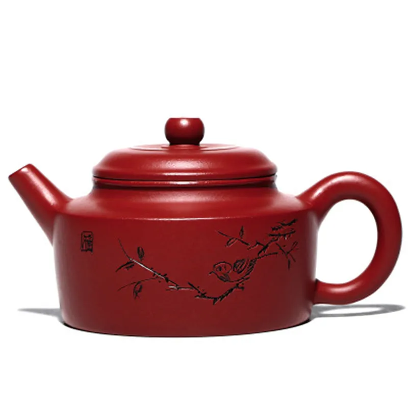 

Engraved Dezhong Zisha Teapot Famous Handmade Original Raw Ore Dahongpao Purple Sand Tea Pot Home Teaset