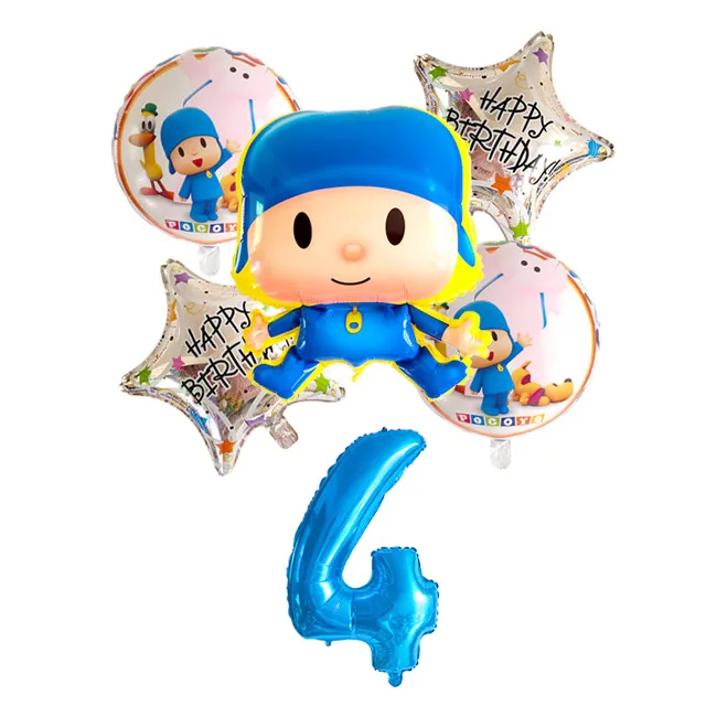 6 шт./партия Pocoyo номер фольги Воздушные шары набор детский душ День Рождения Вечеринка крестины Декор поставки детские игрушечные фигурки из мультфильма globos - Цвет: Сливовый