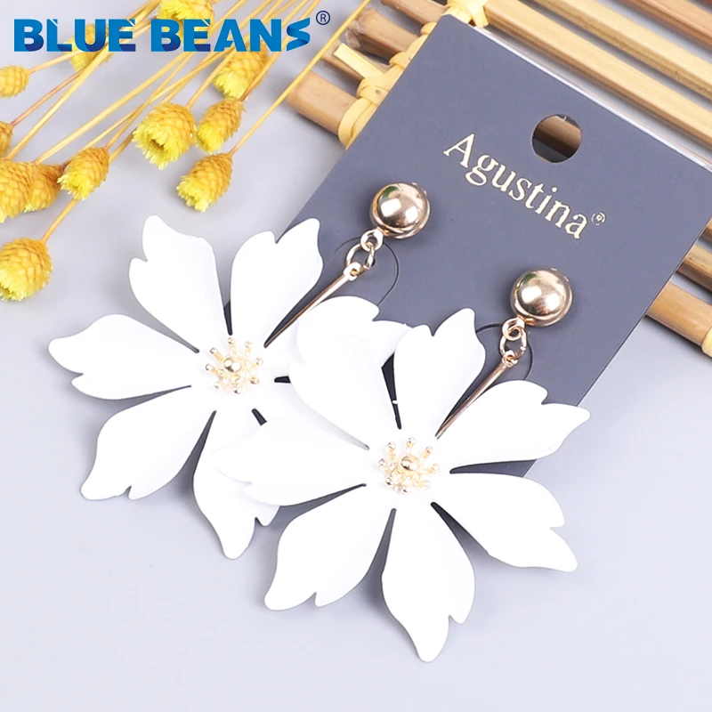 Женские серьги подвески в Корейском стиле красные богемном с изображением синей