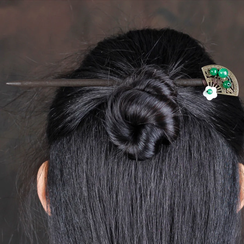 Винтажная деревянная заколка для волос с цветами женщин античная девочек