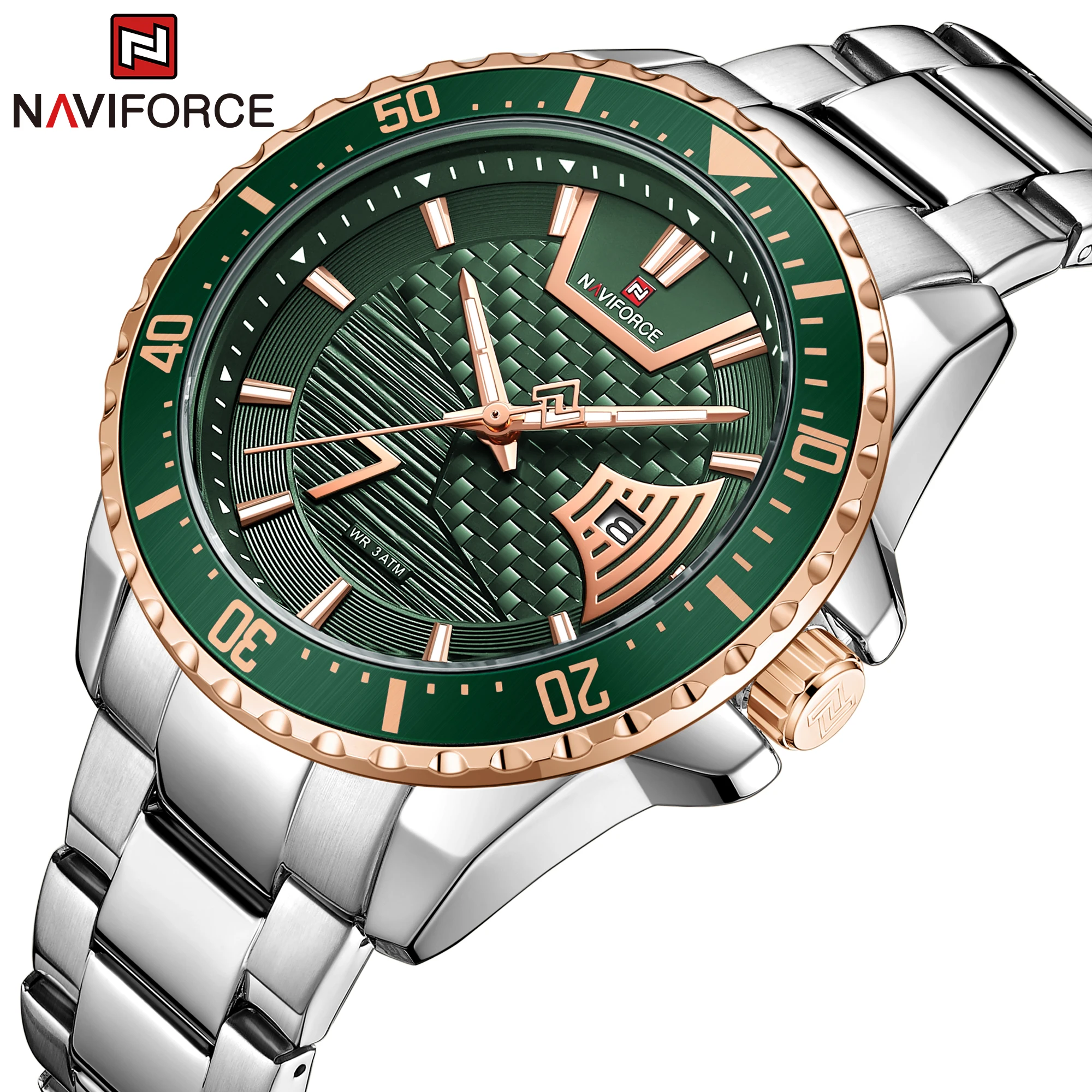 

NAVIFORCE Fashion Stainless Steel Waterproof Wristwatch Sport Male Watch Quartz Date Clock with Luminous Hands Relogio Masculino