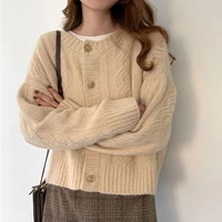 cgc 2021 winter female cardigan button knitted sweater fashion solid long sleeve womens jacket casual jumper top coat female