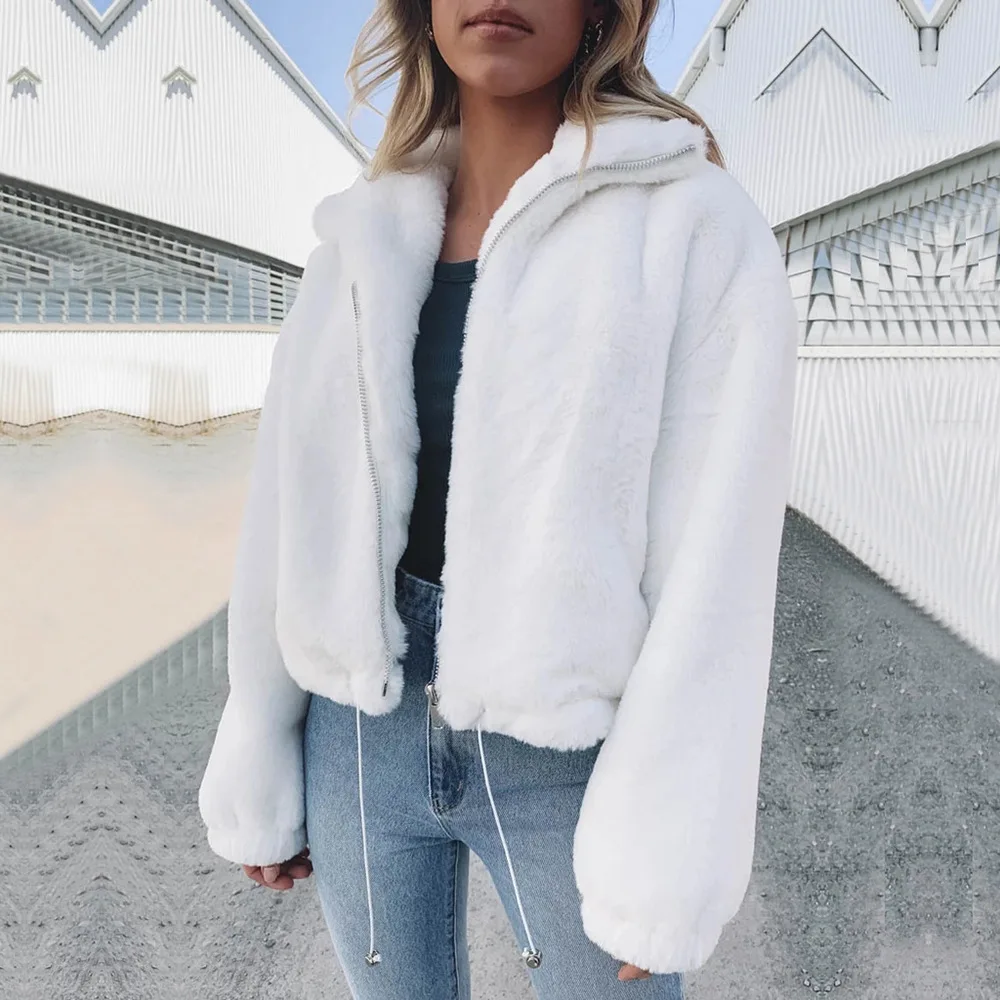 

Winter Faux Soft Fur Coat Female Imitation Rabbit Jacket Long Sleeve Loose Keep Warm Coat Women Outwear Abrigos Mujer Invierno