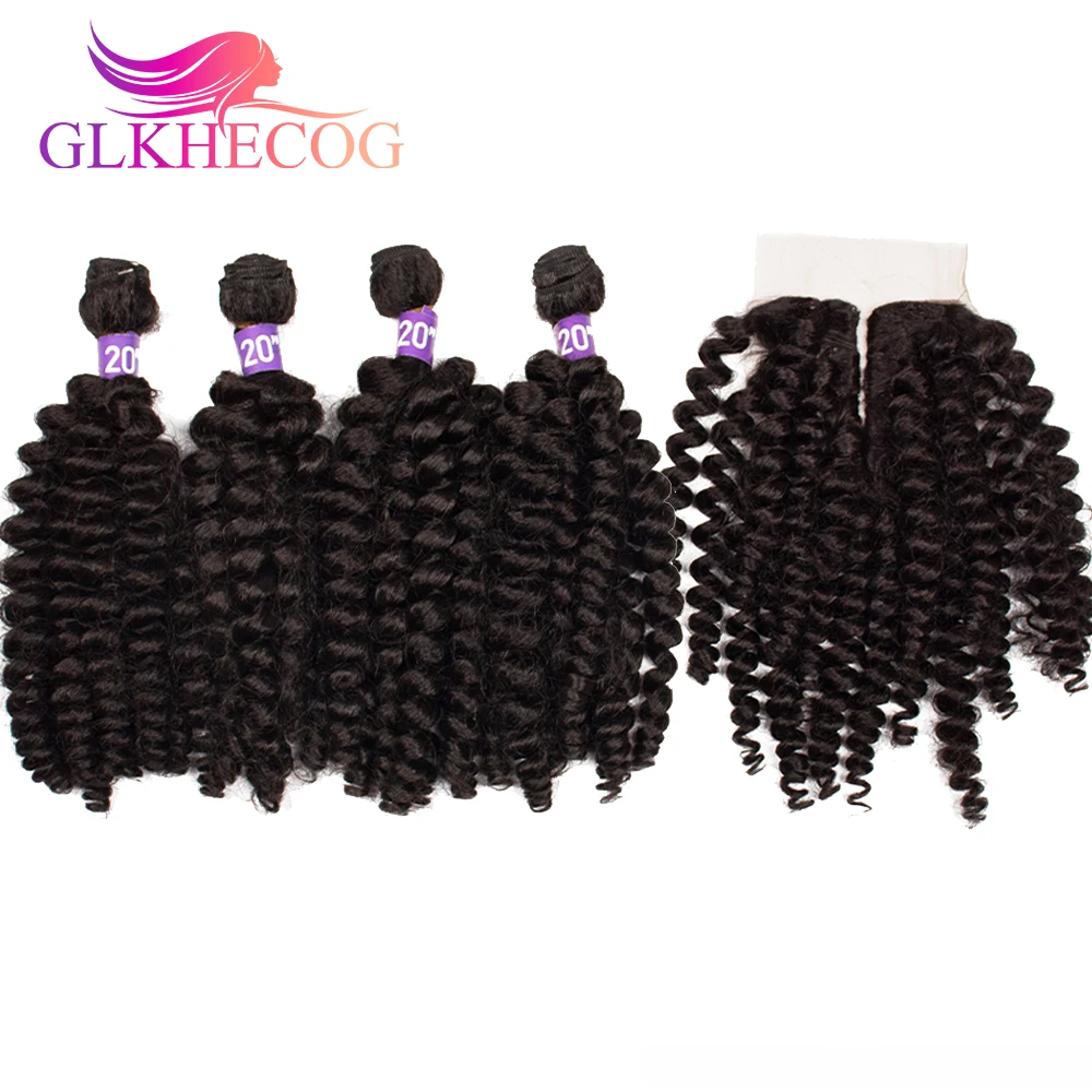 

Funmi кудрявые пряди волос, тканые пучки, синтетические волосы для наращивания, черного цвета для женщин, 4 пряди застежкой