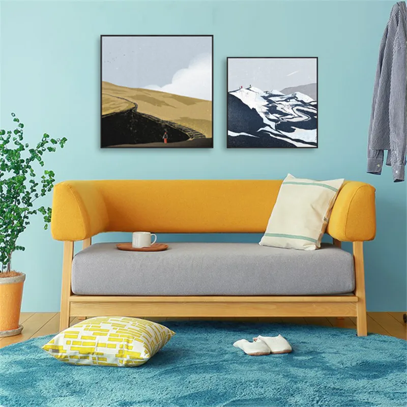 Абстрактный пейзаж ваза морской остров Снежная гора большое дерево дорога холст