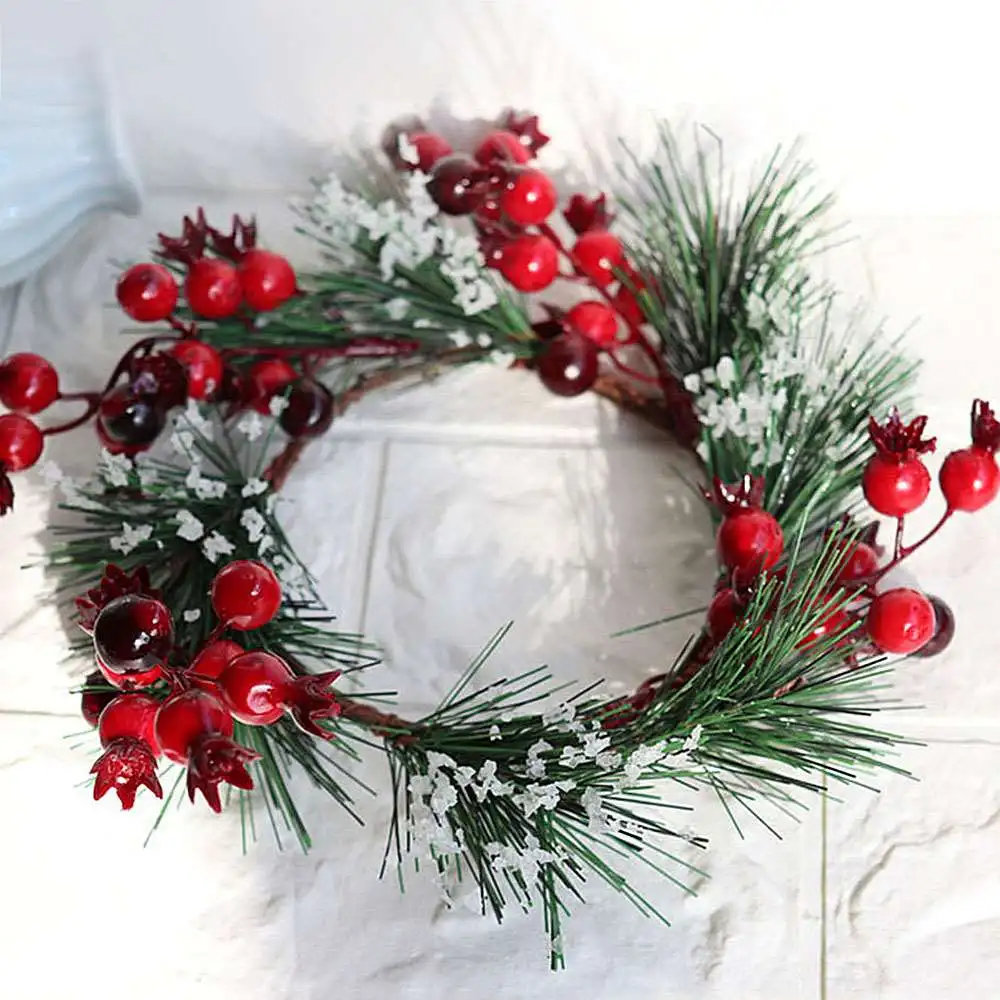 Имитация кедра Рождественский венок Ягодное кольцо сосновая игла зеленый
