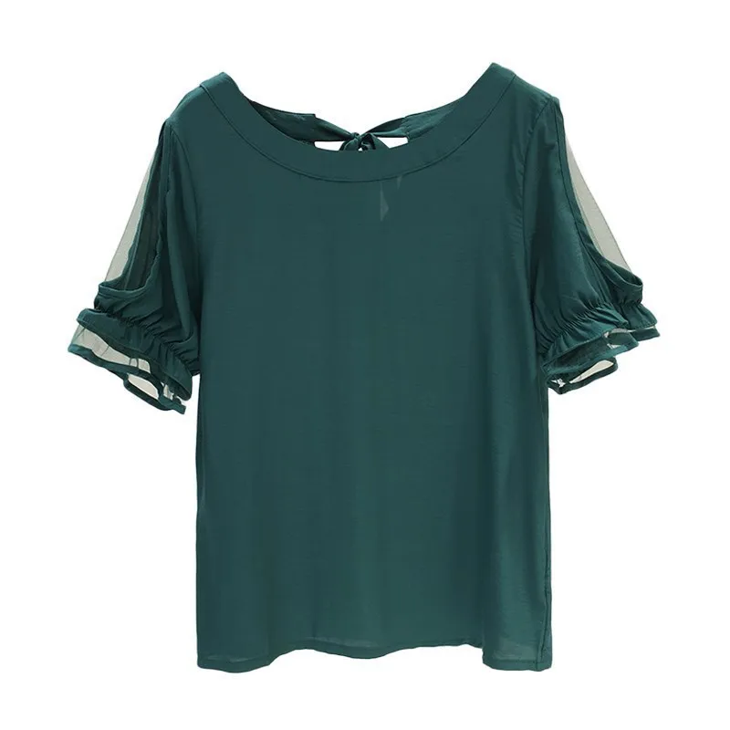 

HStar Multi-Models Optional Words Short Sleeve Top 2020 Summer New Shirt Elegant Western Style Chiffon Shirt Thin