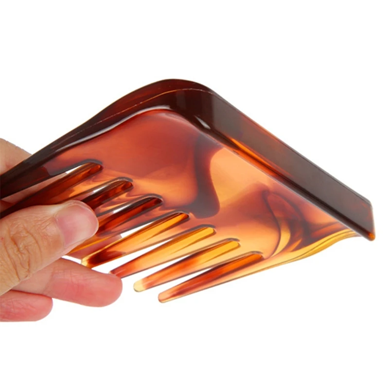 

H7JC Amber Colors Plastic Comb with Wide Tooth Anti Static Pocket Combs for stylist Hair Mustaches