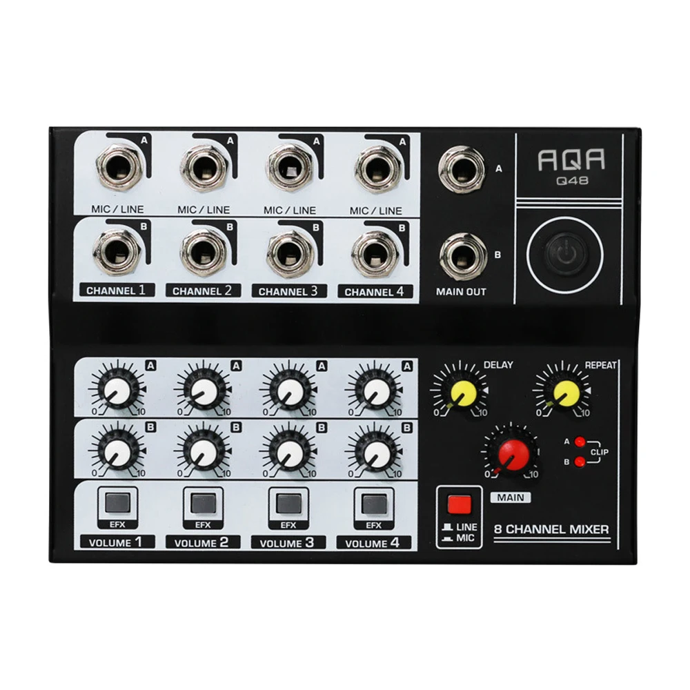 

8 Channel Multifunctional USB Audio Mixer Portable Sound Mixer Professional Home-use Dual Microphone Inputs Sound Mixer