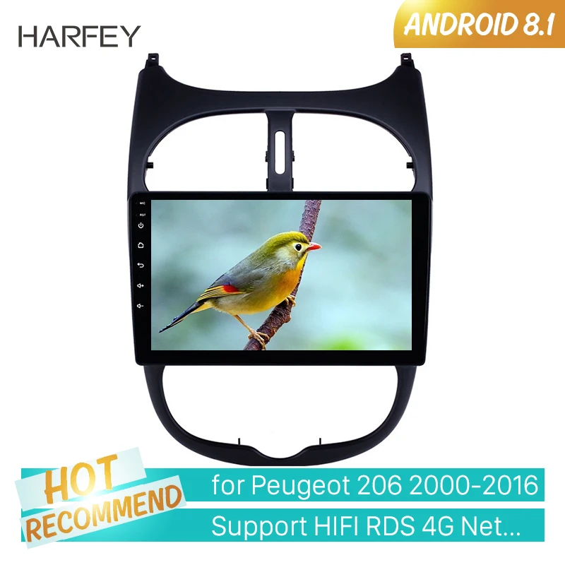 Harfey GPS Автомобильный мультимедийный радио Android 8 1 авто стерео для Peugeot 206 2000 2016 с AUX