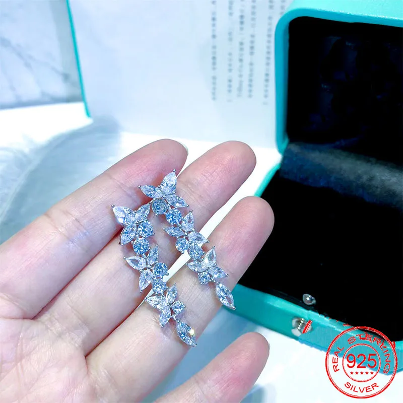 

Earring High-end ladies earrings/ Necklace。Hearts and Arrows Luxury Horse Eye Full Diamond Flower Cluster/Ladies Luxury/ Gifts