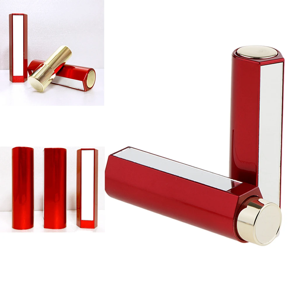 

1Pcs Fashion Round Lipstick Red Tube Container Holder Case With Mirror Spring Lip Lipstick Red Bottle Filling