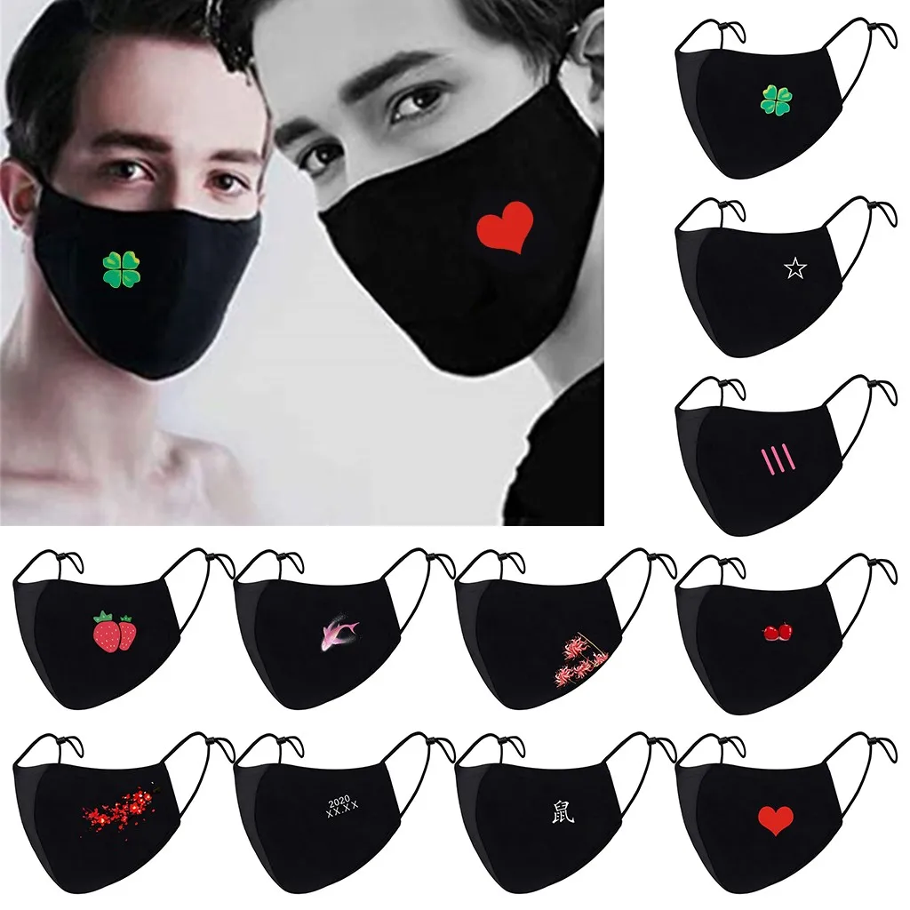 

Unisex Cotton Face Mask outdoor protect breathable Cartoon Printing face cover Washable Wind coldproof antispray sun Dust Mask