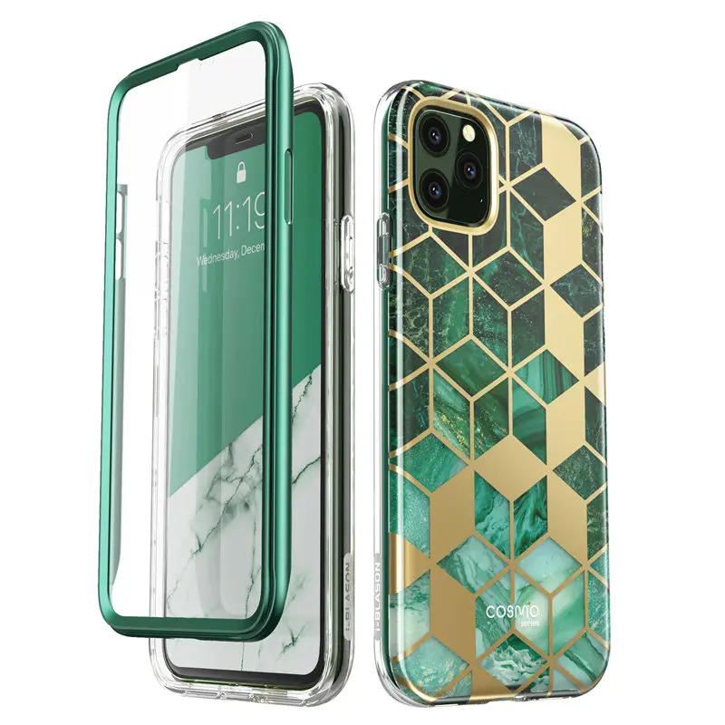 Green I-Blason для iPhone 11 Pro Max чехол 6,5 Дюймов() Cosmo полный корпус блестящий Мраморный бампер чехол со встроенной защитной пленкой - Цвет: Green