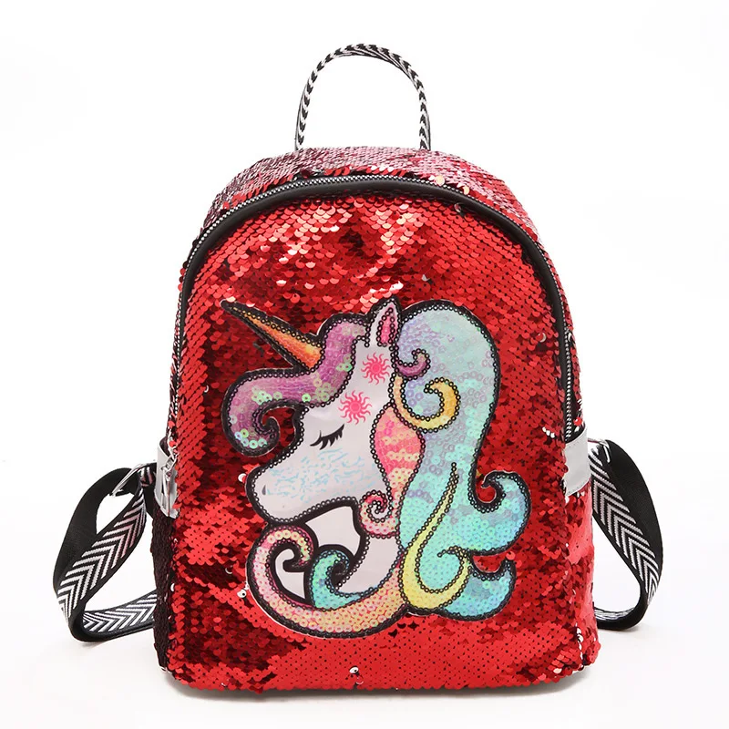 

Cute Unicorn Printed Backpack With Rabbit Ear Children Primary School Bag Backpack Kids Unicorn Sequin Double Shoulder Bag