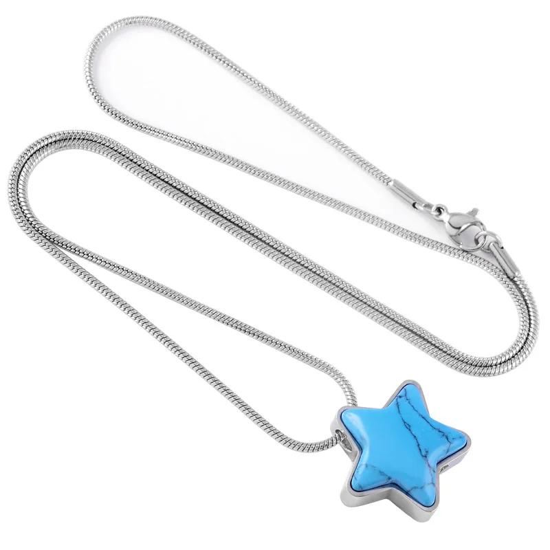 

IJD9165 Stainless Steel Blue Stars Fashion Cremains Keepsake Pendant for Ashes Urn Memorial Souvenir Necklace Jewelry