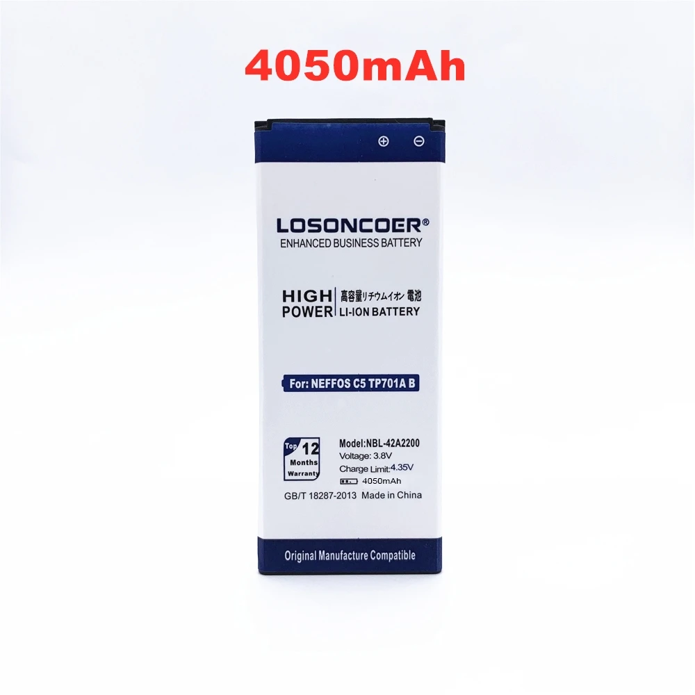 Сменный аккумулятор LOSONCOER 4050 мАч 3 8 В для neffos C5 TP701A B C E 100% оригинал с номером