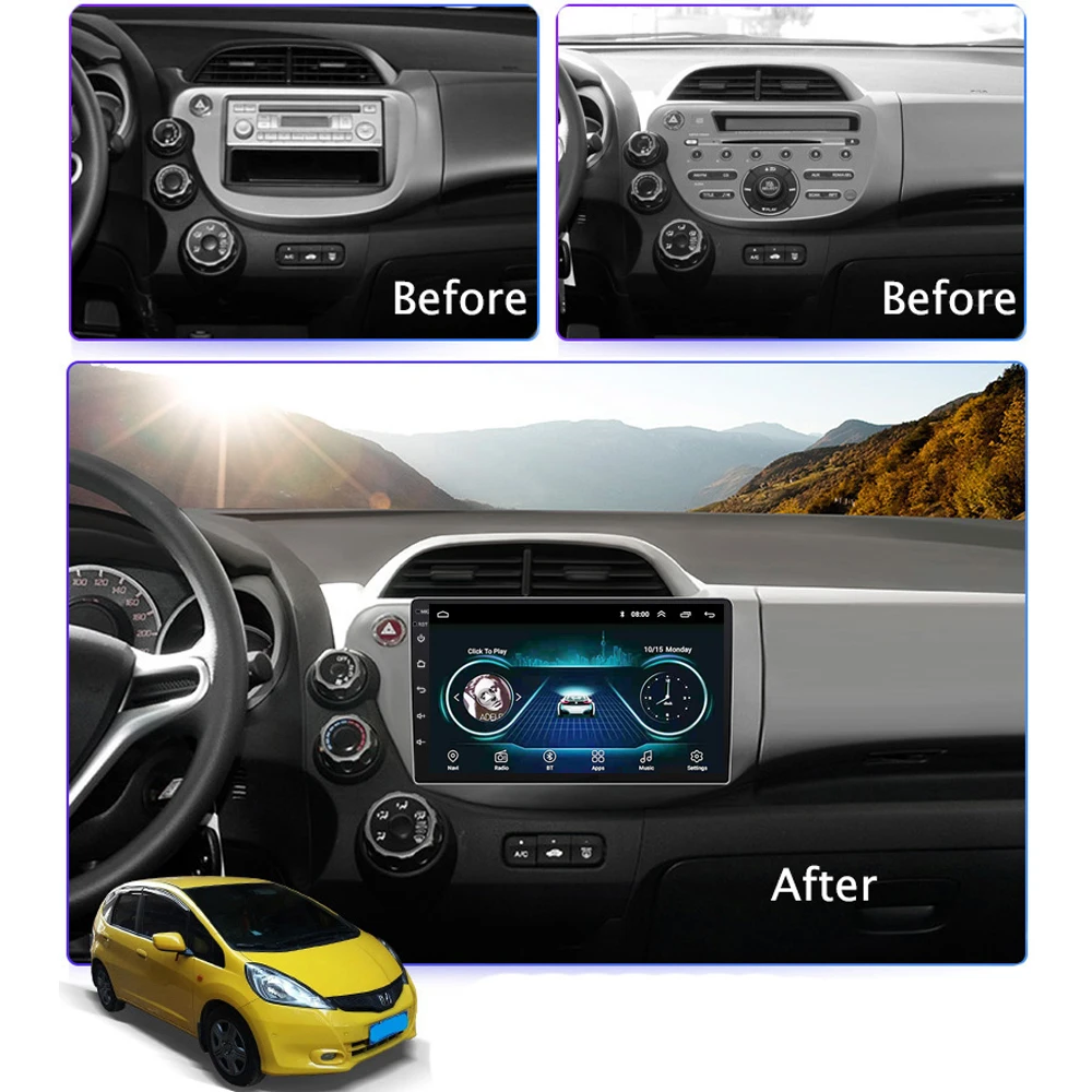Автомобильная Мультимедийная система для HONDA FIT JAZZ Авторадио 2007-2013 автомобиль gps навигация Android 8,1 10," Видео DVD Зеркало Ссылка 2.5D