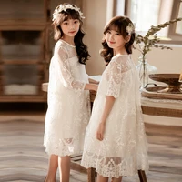 beautiful lace spring summer girls dresses zipper school teenagers toddler outwear children clothes special occasion high qualit
