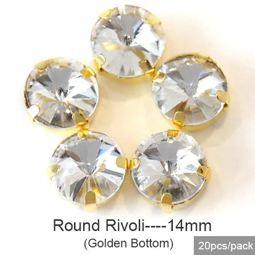 Продать по потери! Высокое качество Смешанные формы белые пришивные стразы с плоской задней стороной стеклянные пришивные стразы для одежды Y3486 - Цвет: 14mm  20pcs