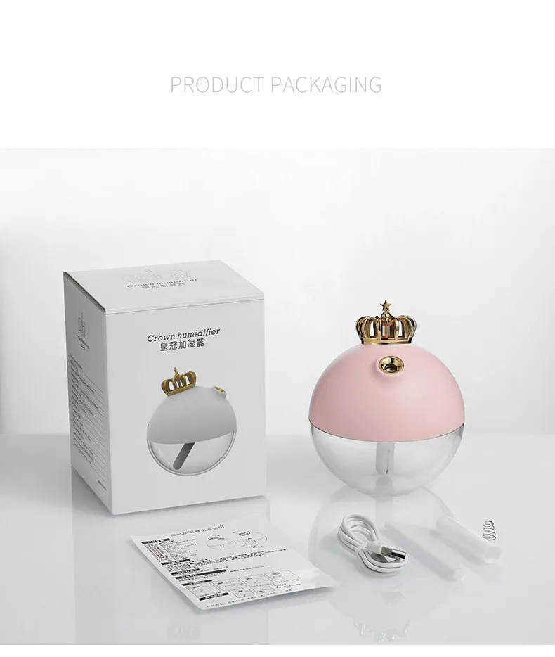 

New crown USB humidifier home mute bedroom spray office baby pregnant woman air purification aromatherapy machine