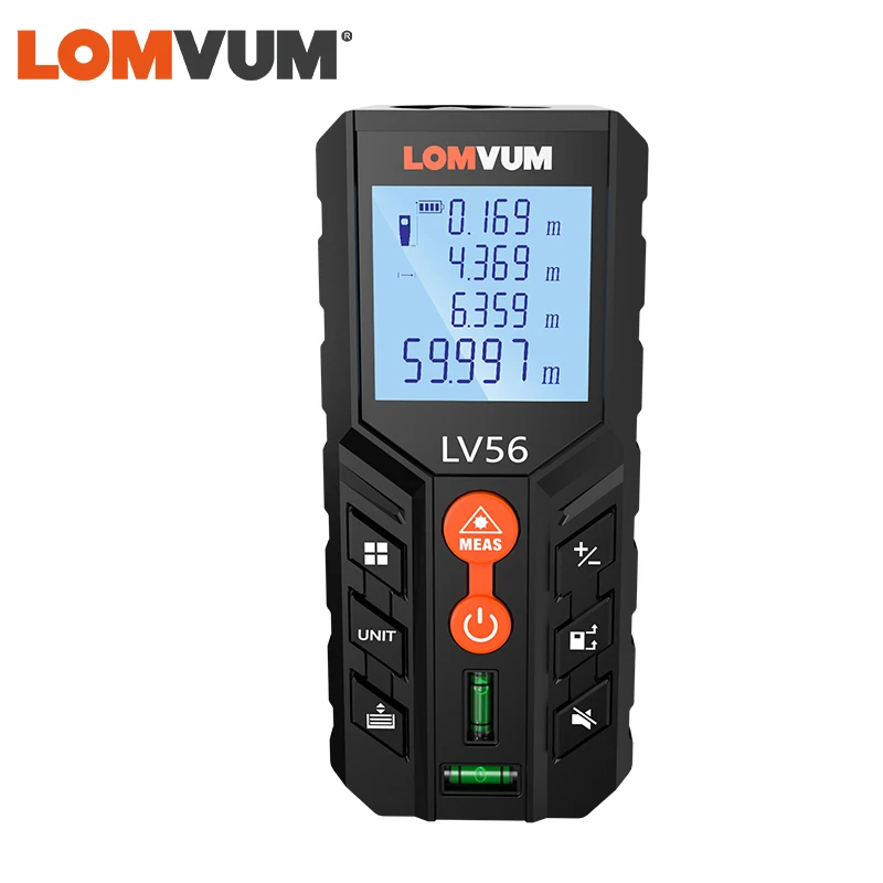 LOMVUM NEW Handheld Laser Rangefinder Black Distance Meter Digital Tape 50m 120m Bubble Leveling |