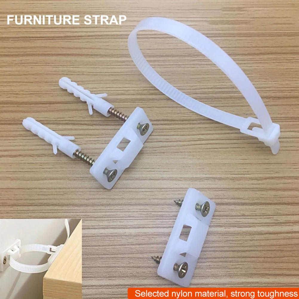 

10packs Baby Proofing Furniture Straps Drawer Safety Pet Cabinet Easy Install Accessories Nylon Anti Tip Home Wall Anchor