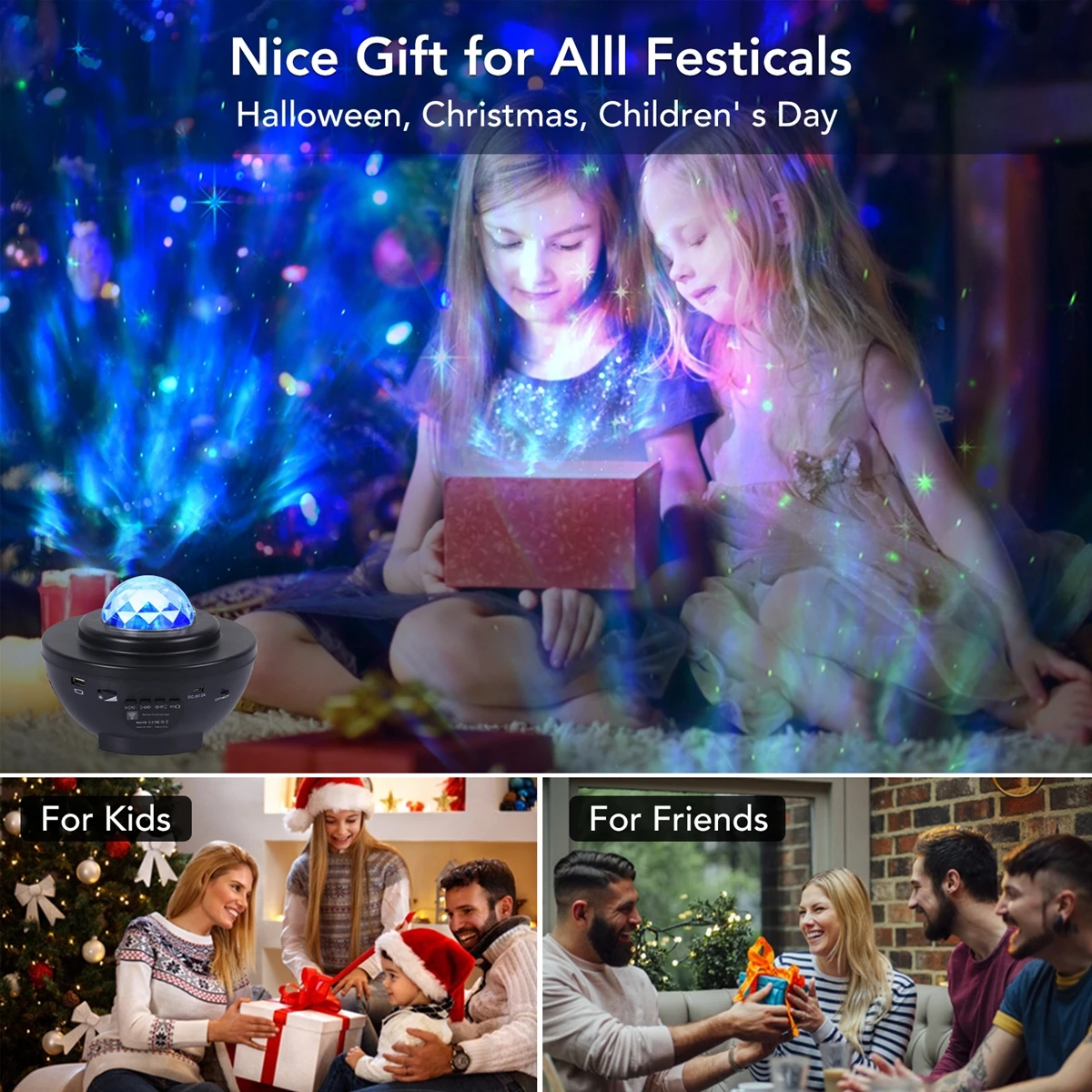 

LED Star Galaxy Projector Ocean Wave Night Light Music Player Remote Rotating Starry Sky Porjector Decoration Bedroom Lamp Gifts