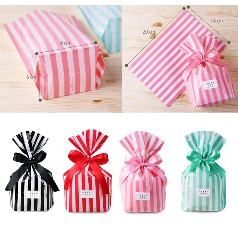 Милый галстук бабочка полосатый Подарочный пакет для печенья и конфет закусок