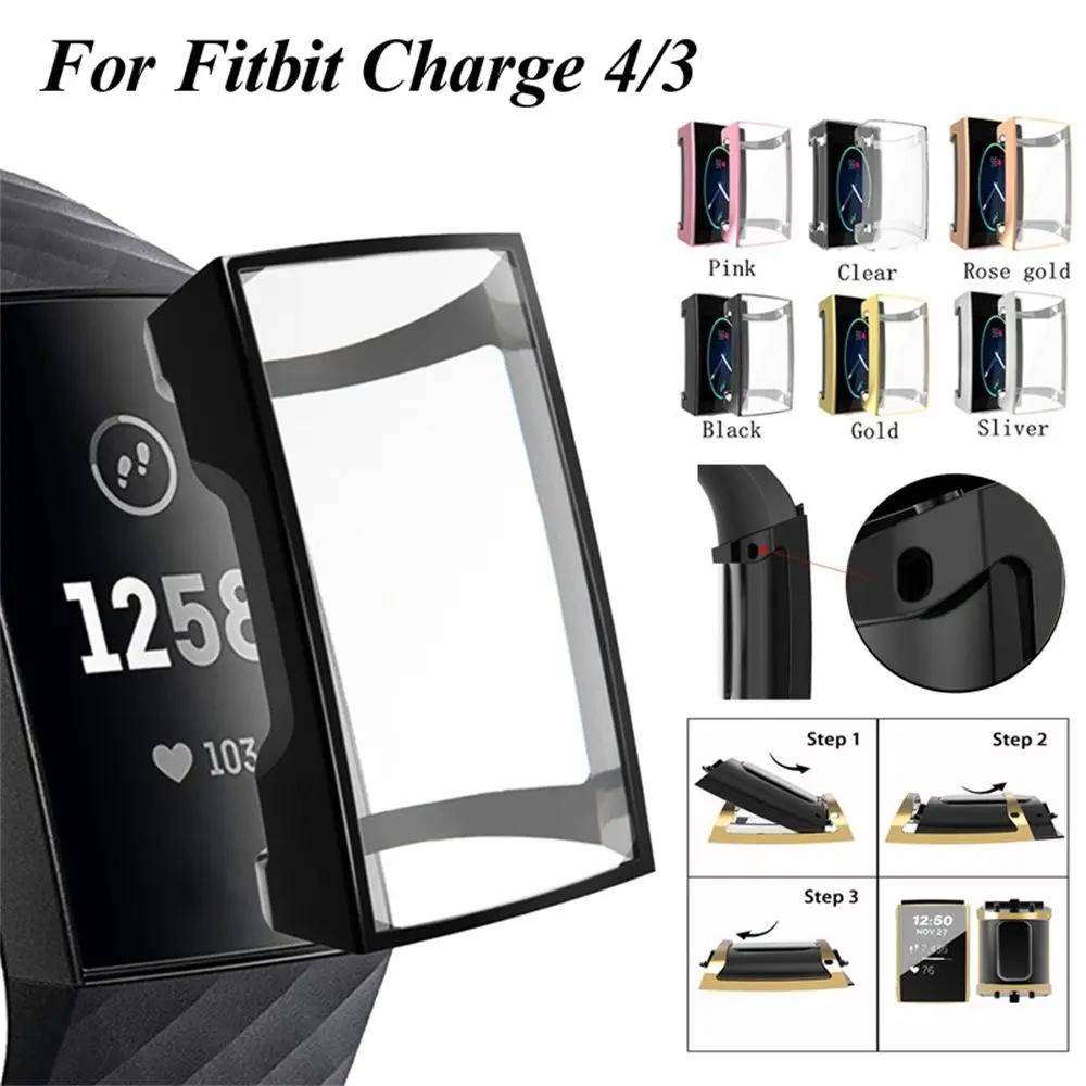 

1Pc High Quality Guard Soft Watch Cover Plating TPU Protective Case Full Screen Protector Accessories For Fitbit Charge 4 3 Band