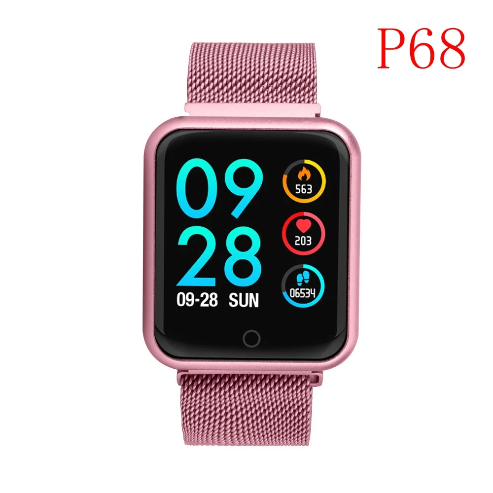 p68 pink P68, P70, улучшенная версия, P80, Смарт-часы для женщин, IP68, водонепроницаемые, умные часы, пульсометр, кровяное давление, для IPhone, samsung, huawei - Цвет: p68 pink