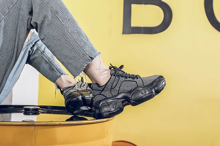 Обувь со стразами; женские кроссовки на платформе; бренд; zapatos de mujer; женские кроссовки на толстой подошве с кристаллами; шикарные кроссовки