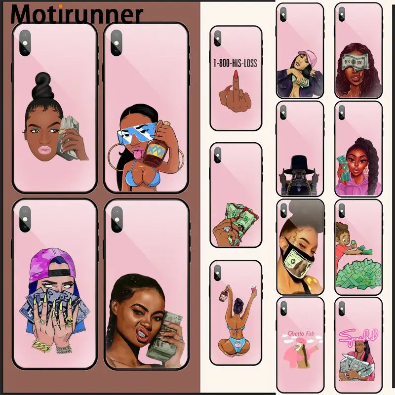 Motirunner Сделай деньги наличные черная голова девушка Fundas конфеты розовый чехол для