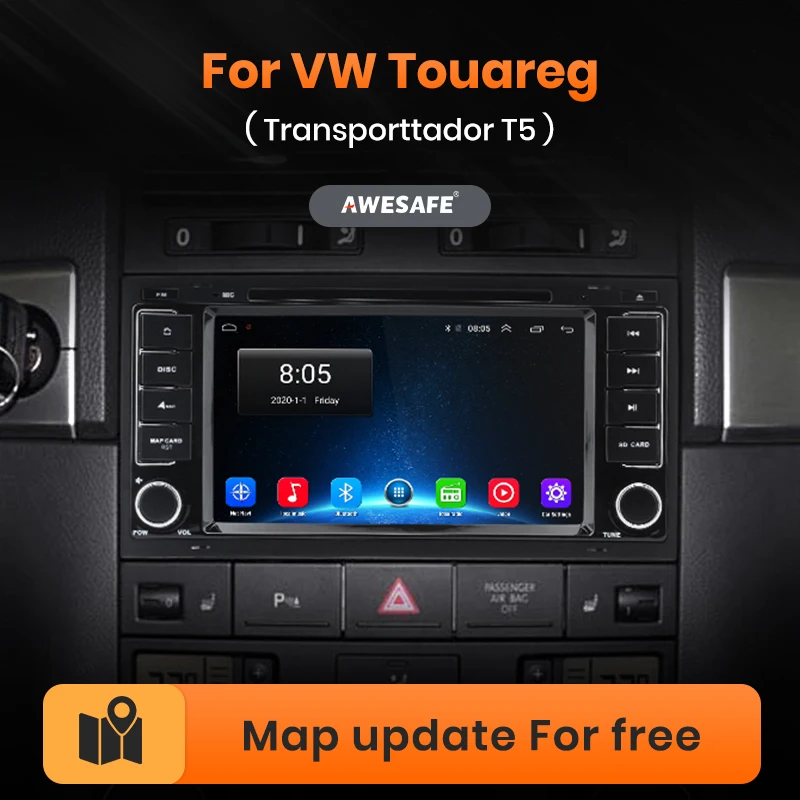 Автомагнитола AWESAFE PX9 для VW Touareg Multivan 2002 2005 мультимедийный видеоплеер с GPS 2din 2 din