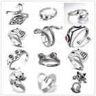 Кольца OTOKY для женщин и девушек, ювелирные изделия в винтажном стиле с изображением Змеилицалягушкиживотного Y2k, серебряные панковские Регулируемые кольца из сплава в стиле хип-хоп