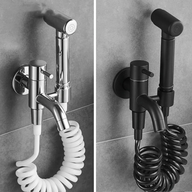 Смеситель для биде LIUYUE хромированный/черный латунный кран с насадками холодной