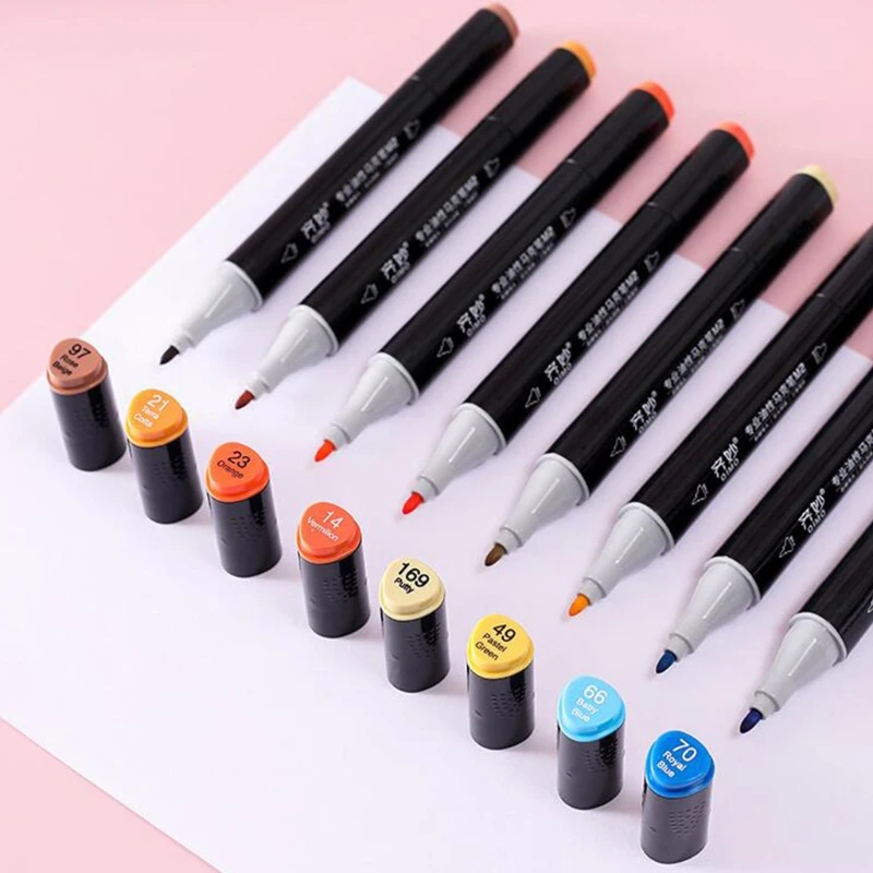 

12/24/30/36/40/48/60 Colors Dual Tip Art Marker Pens Set Fine Liner Watercolor Oily Drawing Painting Brush Highlighters