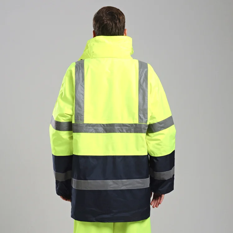 EN471 ANSI/SEA 107 Hi vis двухцветная водонепроницаемая куртка для парка безопасности со светоотражающей лентой оранжевая рабочая одежда зимняя куртка