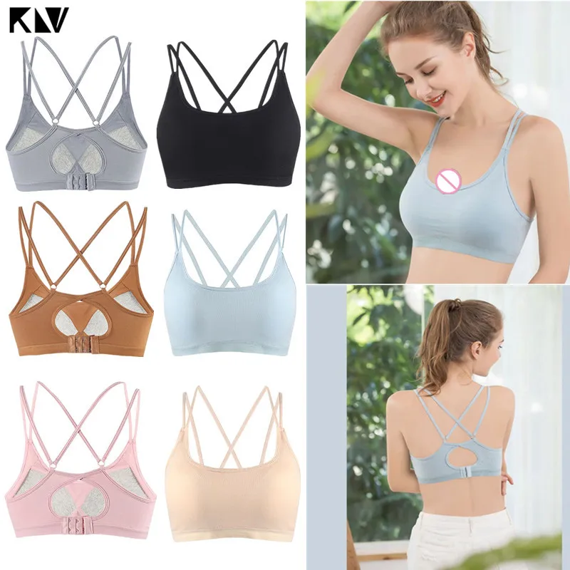 

Женский Молодежный сексуальный бюстгальтер KLV, укороченный топ-бралет, бюстгальтер без косточек с мягкими чашечками, спортивные бюстгальте...