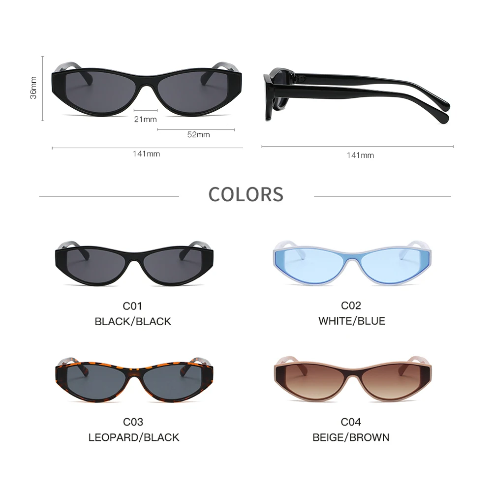 

LongKeeper Fashion Small Cat Eye Sunglasses Women Vintage One Piece Gradient Eyewear Men Trending Shades Tea Blue Sun Glasses