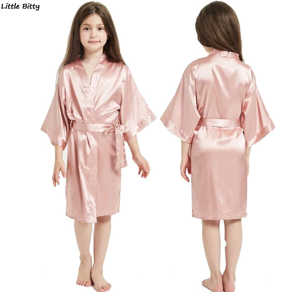 Wedding Party Robes for Girls Children Satin Pajamas Teen Sleepwear Bathrobes Silk Kimono Kids | Детская одежда и обувь