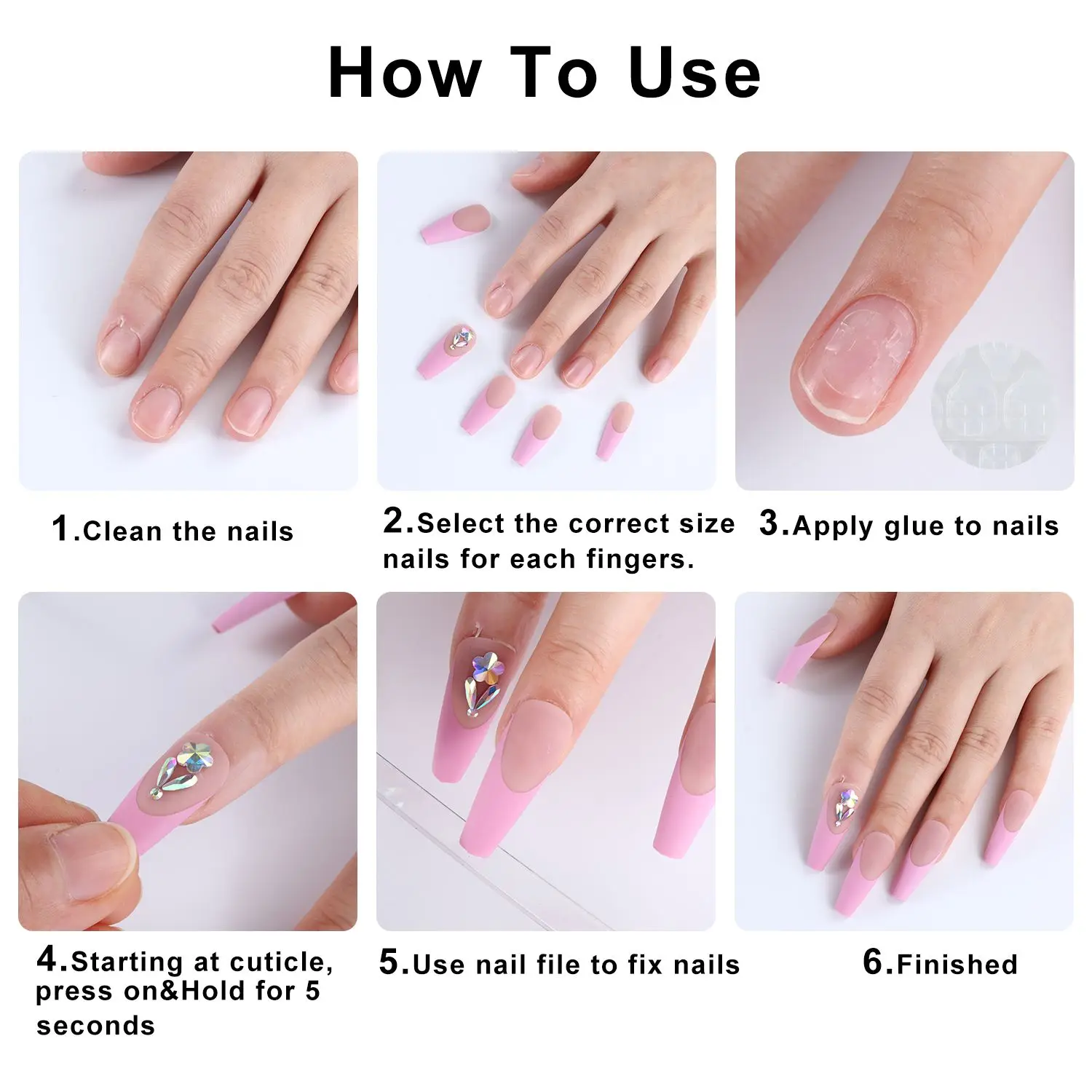 

24pcs Matcha Green Color With Rhinestone Long Coffin False Nails Full Cover Ballerina Press On Nail Tips Wearable Manicure