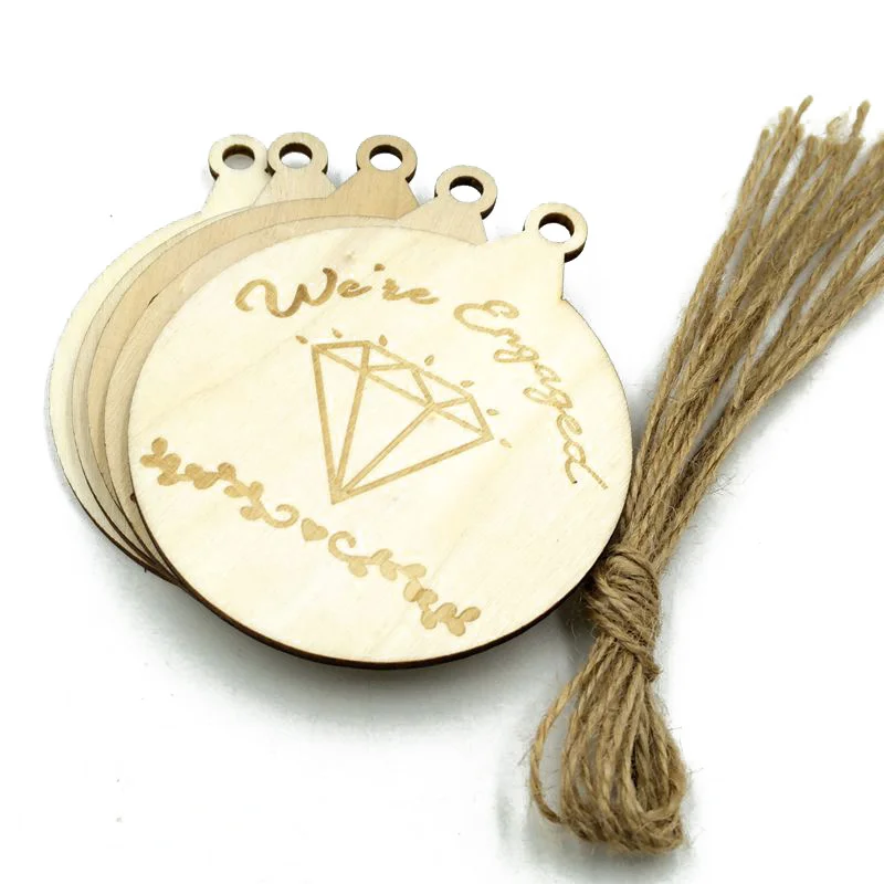 

10pcs Rustic Wood Wooden We're Engaged Diamond Wedding Decoration Table Scatter Decoration Crafts Diy Party Decor Drop Shipping