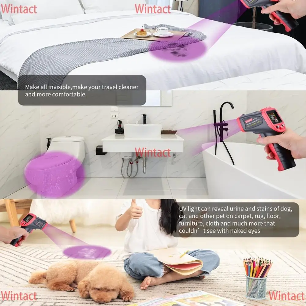 

Digital Laser Infrared Thermometer Gun with UV light and K-Type Thermocouple Temperature Probe -50~650(-58~1202)